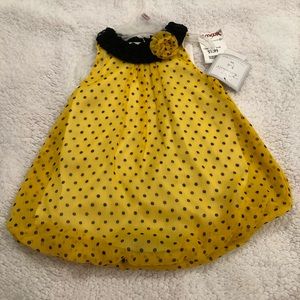 Baby Essentials yellow with black polka dot dress